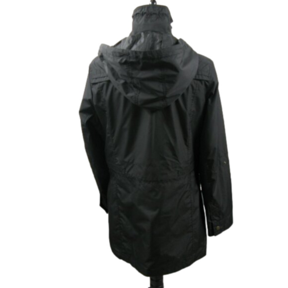 Apt. 9 Black Snap Front 3/4 Length Lightweight Hooded Jacket Size Medium - Picture 4 of 6